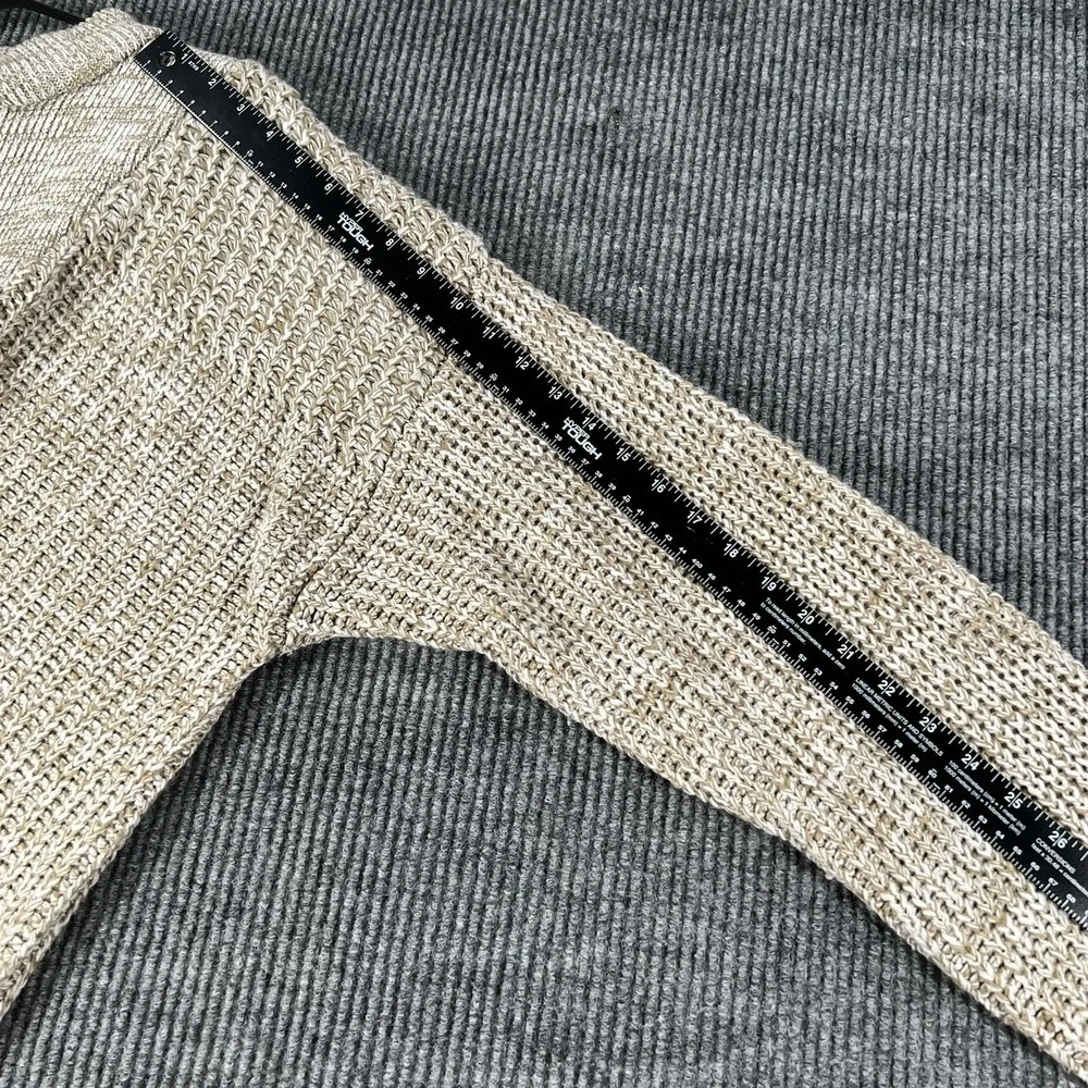 Campus Sweater Mens XL Extra Large Beige Chunky Knit 1/4 Button Pullover